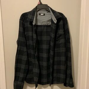 DKNY Men's Dark Plaid Shirt Jacket
